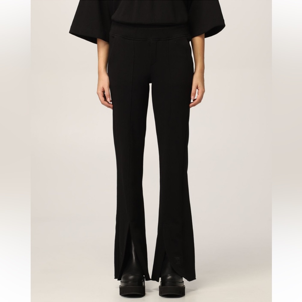 NWT $176 Federica Tosi jogging split hem flared sweatpants black cotton small
